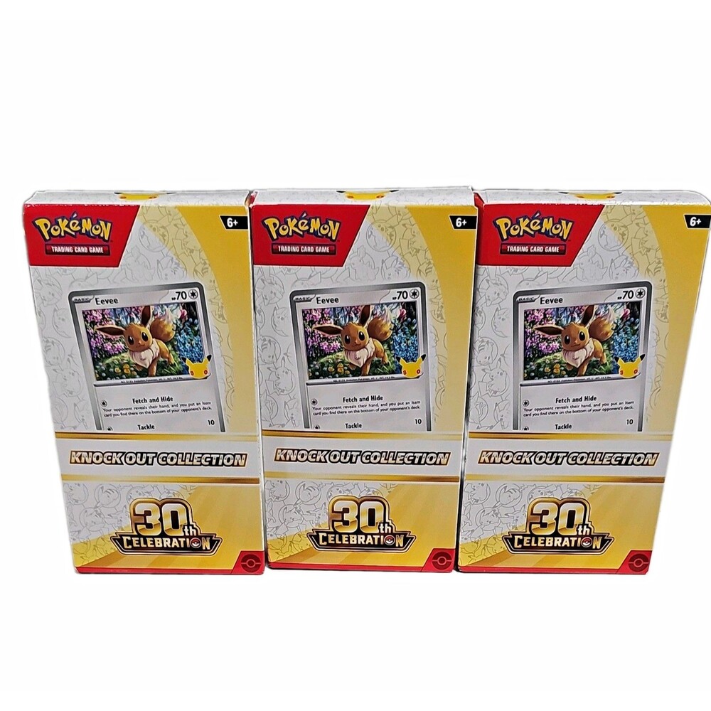 Pokémon TCG 30th Celebration Knock Out Collection Eevee Lot of 3 Sealed Boxes